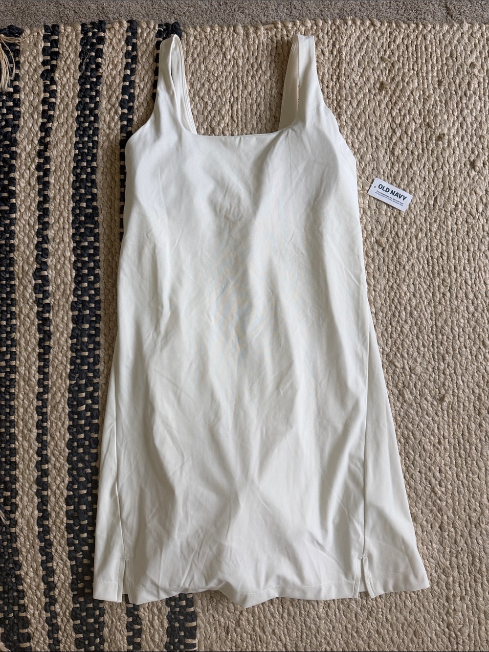 Old Navy White Square-Neck Athletic Dress with Wide Straps